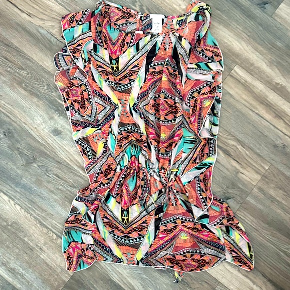 Jessica Simpson neon geometric swim cover up women’s size medium - Picture 1 of 3
